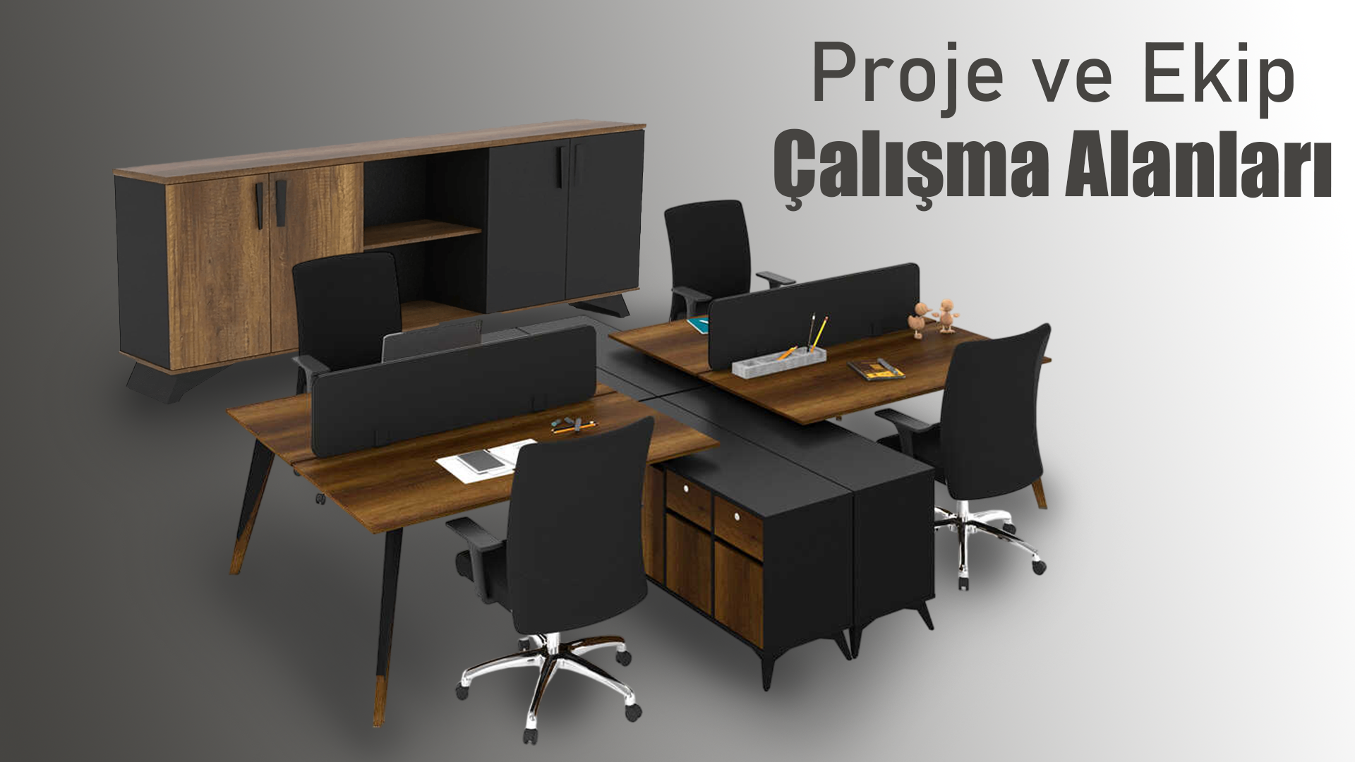 Ekip çalışma masaları ve dolap takımı